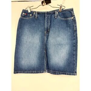 VTG Tommy Hilfiger Denim Skirt Size M  Button Fly 5 Pocket Y2K